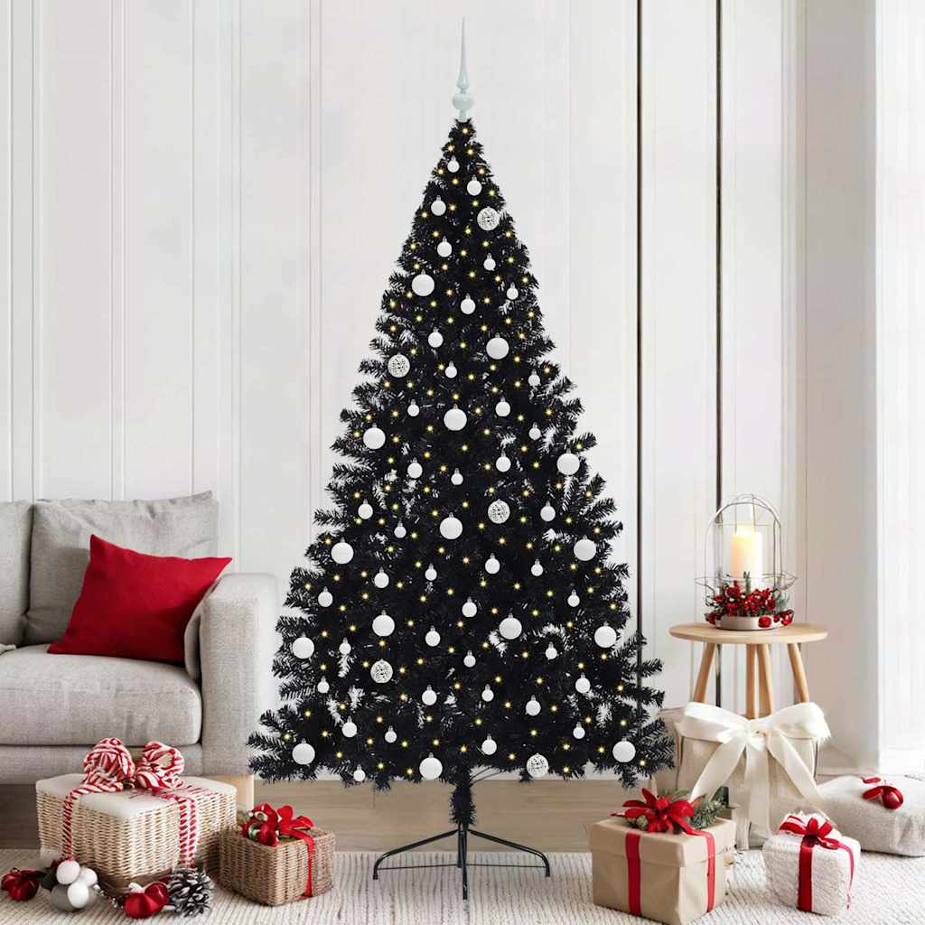 Albero di Natale artificiale con luci integrate Nero 210 cm PVC 3397157
