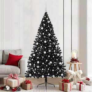 Albero di Natale artificiale con luci integrate Nero 210 cm PVC 3397157