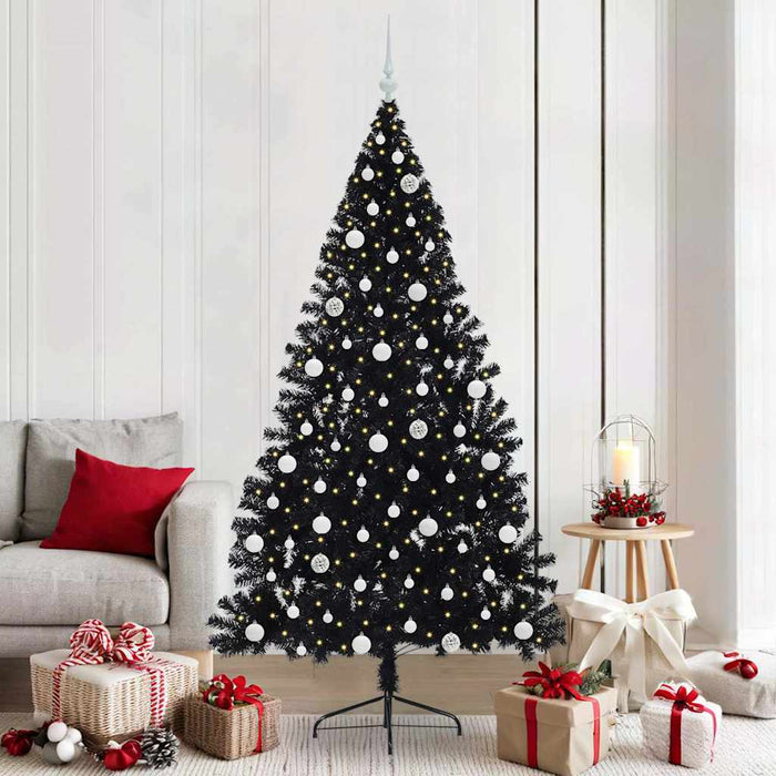 Albero di Natale artificiale con luci integrate Nero 210 cm PVC 3397157