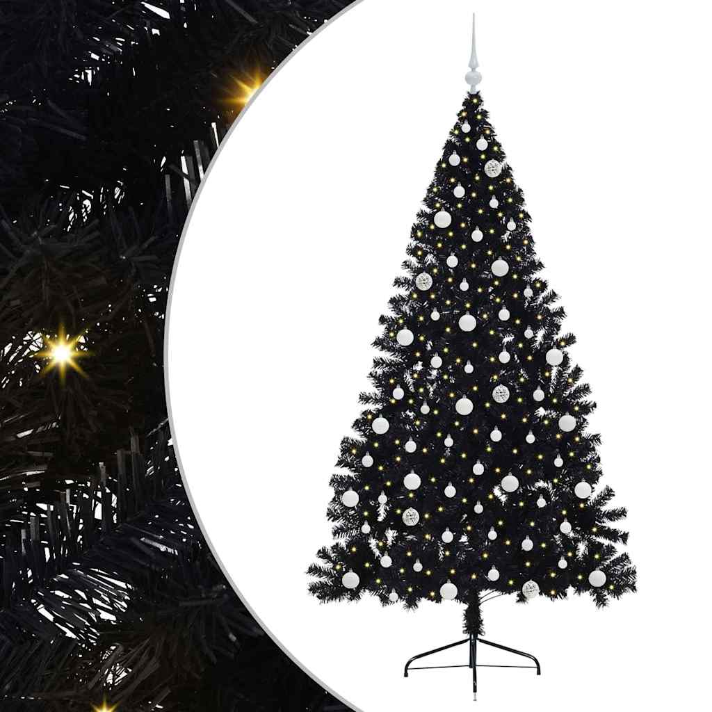 Albero di Natale artificiale con luci integrate Nero 210 cm PVC 3397157