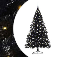 Albero di Natale artificiale con luci integrate Nero 210 cm PVC 3397157