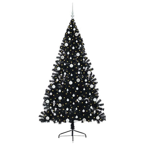 Albero di Natale artificiale con luci integrate Nero 210 cm PVC 3397157