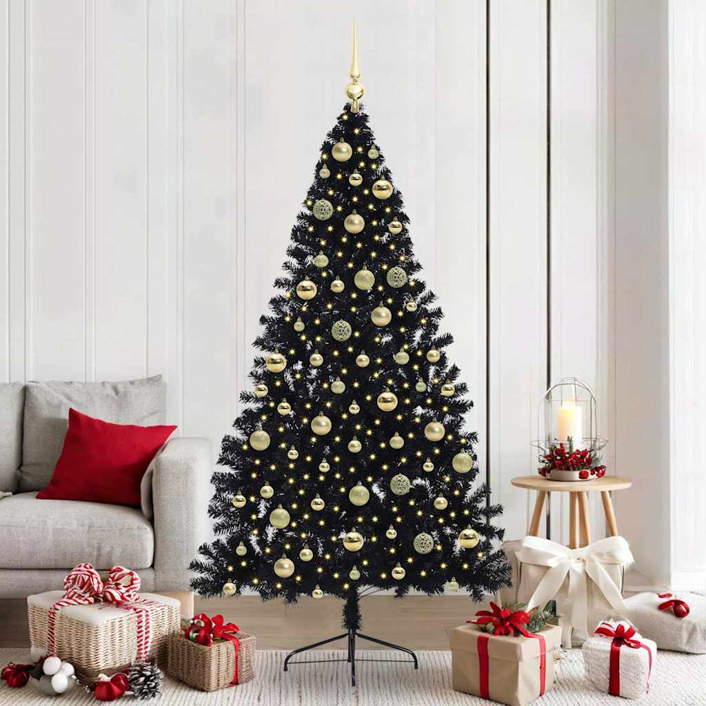 Albero di Natale artificiale con luci integrate Nero 210 cm PVC 3397158