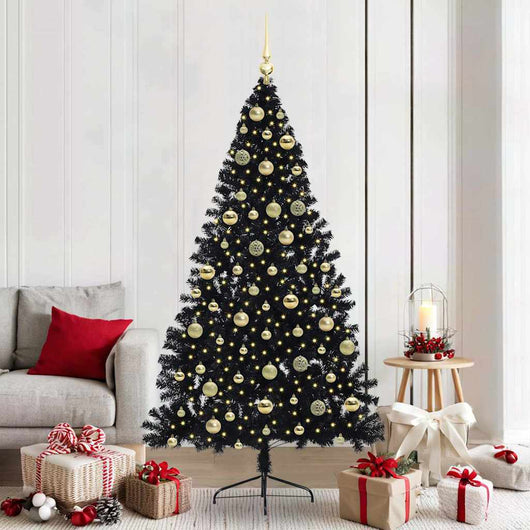 Albero di Natale artificiale con luci integrate Nero 210 cm PVC 3397158