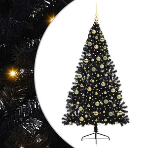 Albero di Natale artificiale con luci integrate Nero 210 cm PVC 3397158