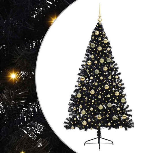 Albero di Natale artificiale con luci integrate Nero 210 cm PVC 3397158