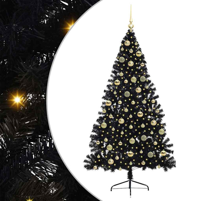 Albero di Natale artificiale con luci integrate Nero 210 cm PVC 3397158