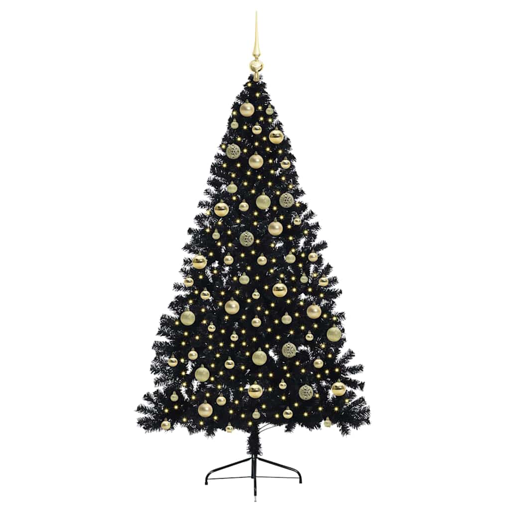 Albero di Natale artificiale con luci integrate Nero 210 cm PVC 3397158