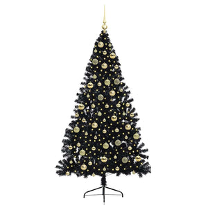 Albero di Natale artificiale con luci integrate Nero 210 cm PVC 3397158