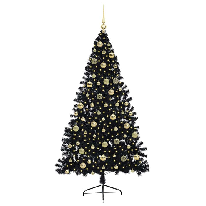 Albero di Natale artificiale con luci integrate Nero 210 cm PVC 3397158
