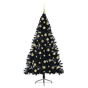 Albero di Natale artificiale con luci integrate Nero 210 cm PVC 3397158