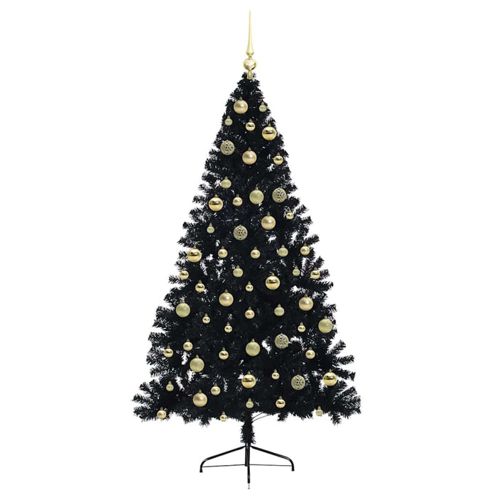 Albero di Natale artificiale con luci integrate Nero 210 cm PVC 3397158