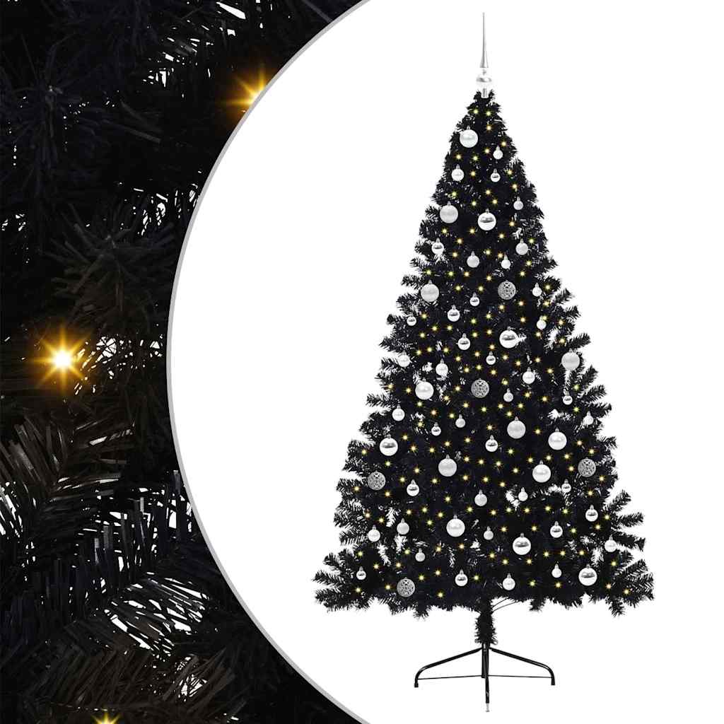 Albero di Natale artificiale con luci integrate Nero 210 cm PVC 3397159