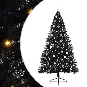 Albero di Natale artificiale con luci integrate Nero 210 cm PVC 3397159