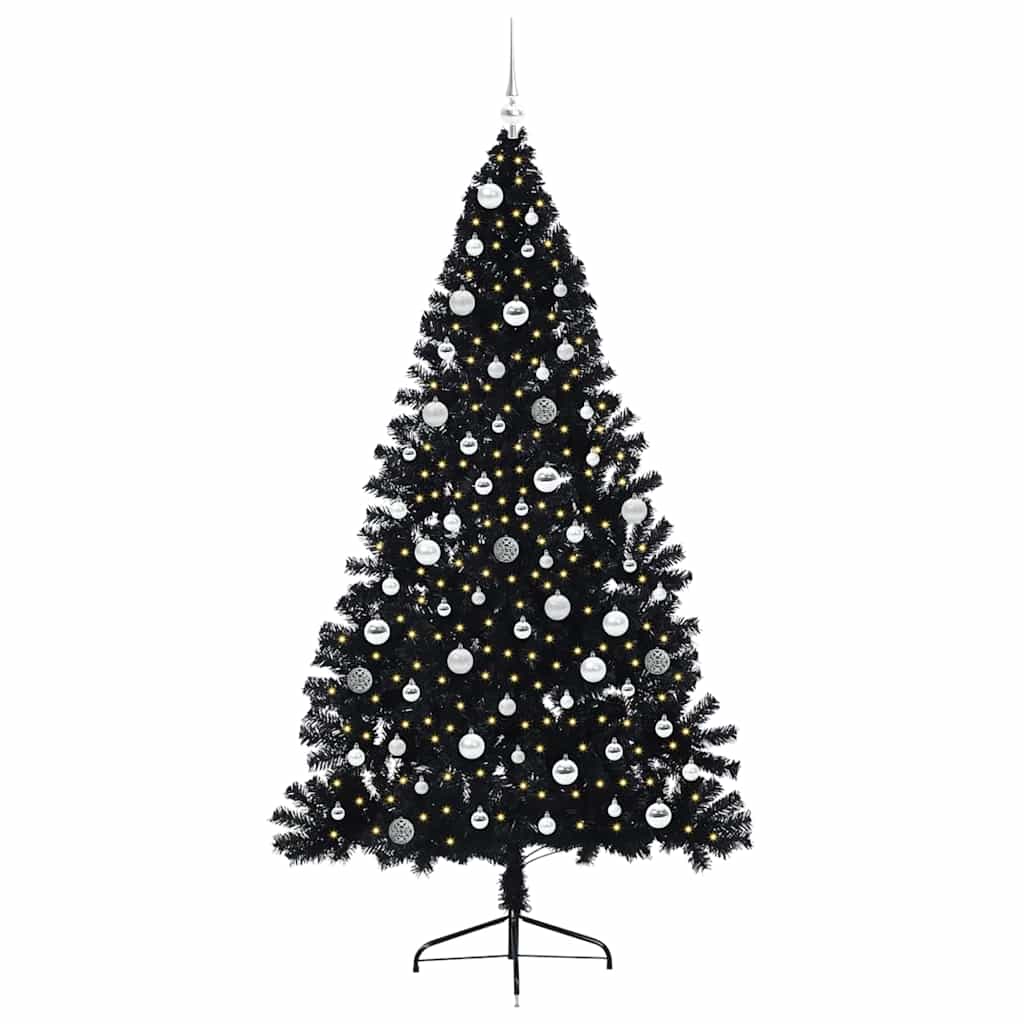 Albero di Natale artificiale con luci integrate Nero 210 cm PVC 3397159