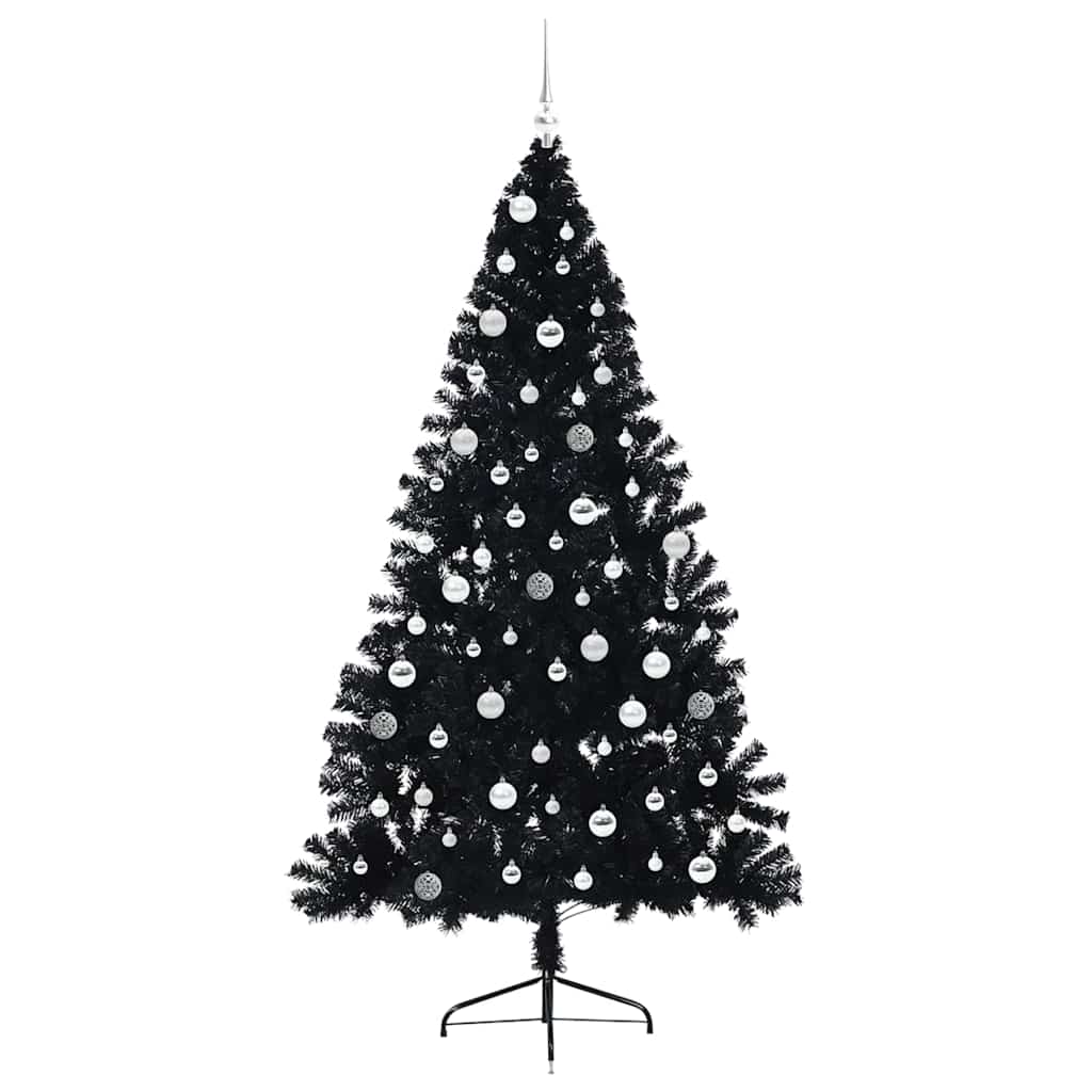 Albero di Natale artificiale con luci integrate Nero 210 cm PVC 3397159