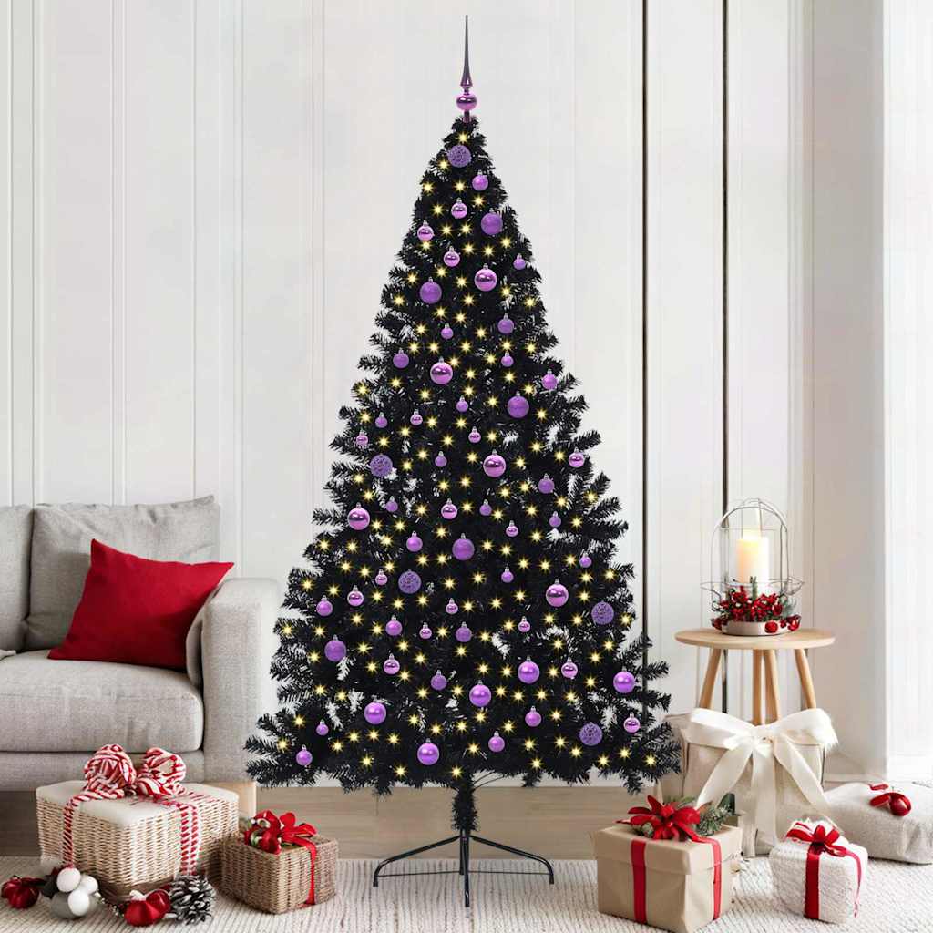 Albero di Natale artificiale con luci integrate Nero 210 cm PVC 3397160
