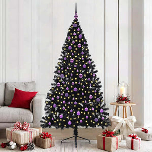 Albero di Natale artificiale con luci integrate Nero 210 cm PVC 3397160