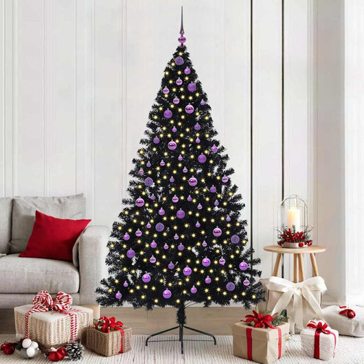 Albero di Natale artificiale con luci integrate Nero 210 cm PVC 3397160