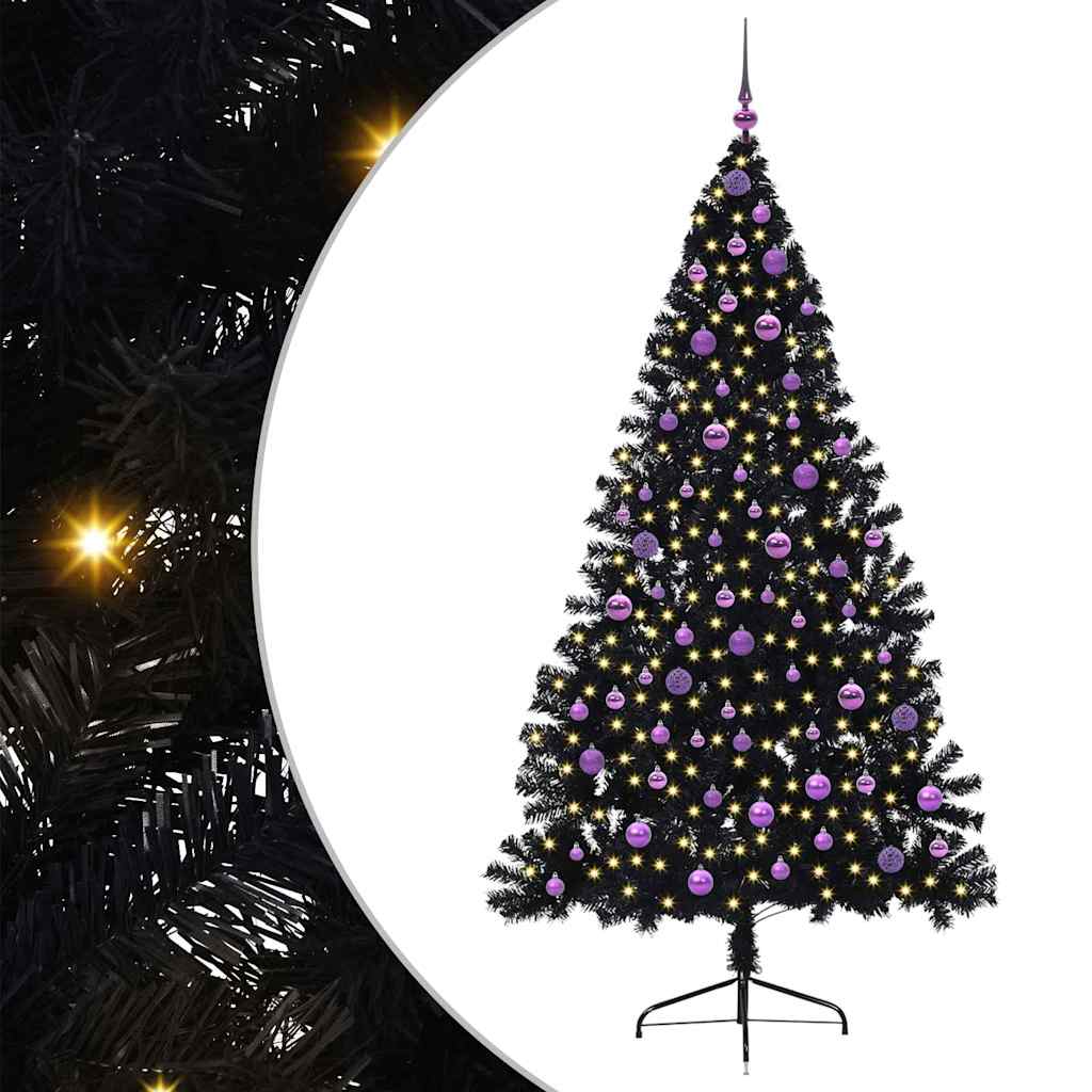 Albero di Natale artificiale con luci integrate Nero 210 cm PVC 3397160