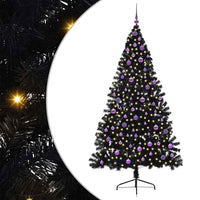 Albero di Natale artificiale con luci integrate Nero 210 cm PVC 3397160