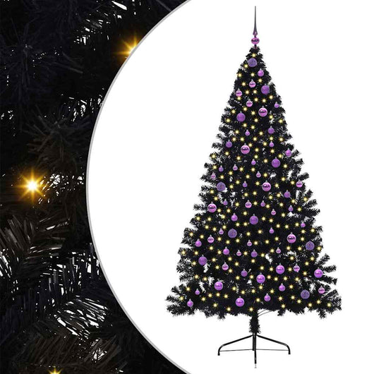 Albero di Natale artificiale con luci integrate Nero 210 cm PVC 3397160