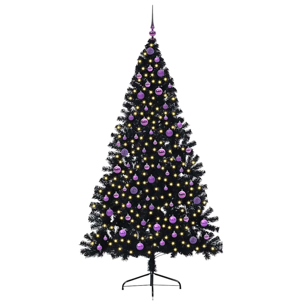 Albero di Natale artificiale con luci integrate Nero 210 cm PVC 3397160