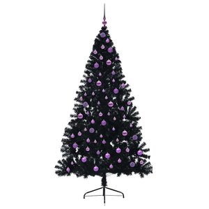 Albero di Natale artificiale con luci integrate Nero 210 cm PVC 3397160
