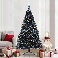 Albero di Natale artificiale preilluminato Nero 210 cm PVC 3397161