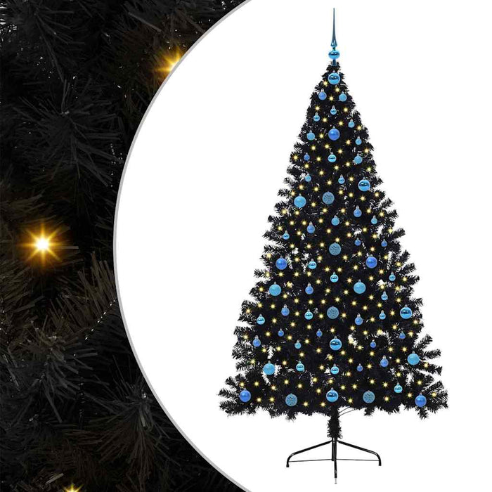 Albero di Natale artificiale preilluminato Nero 210 cm PVC 3397161