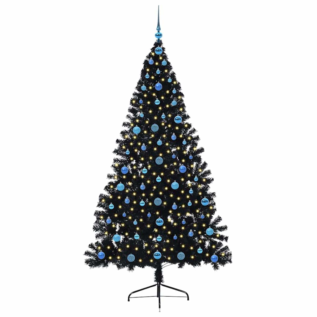 Albero di Natale artificiale preilluminato Nero 210 cm PVC 3397161