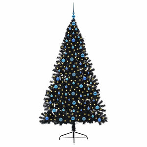 Albero di Natale artificiale preilluminato Nero 210 cm PVC 3397161
