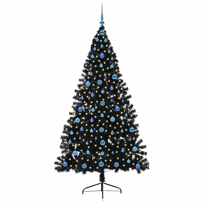 Albero di Natale artificiale preilluminato Nero 210 cm PVC 3397161