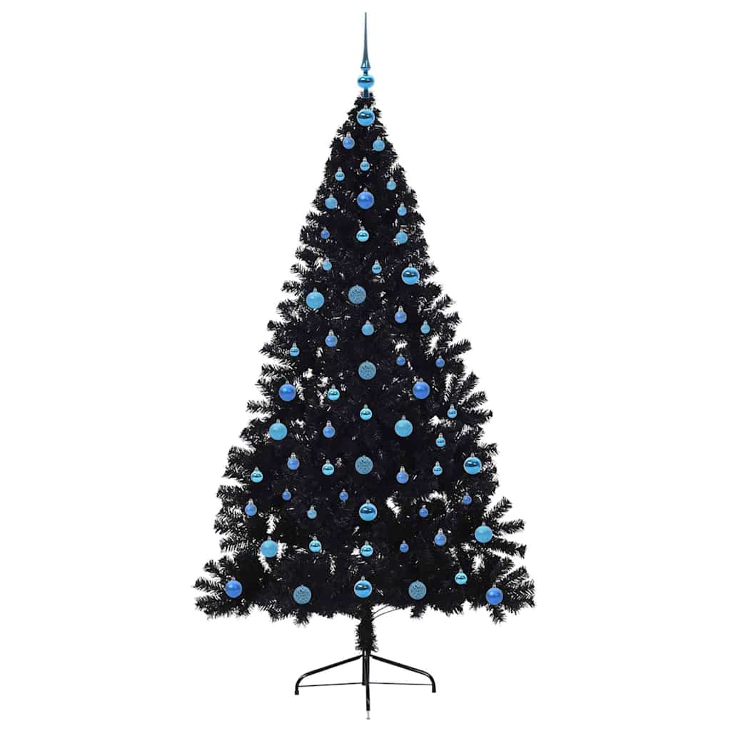 Albero di Natale artificiale preilluminato Nero 210 cm PVC 3397161