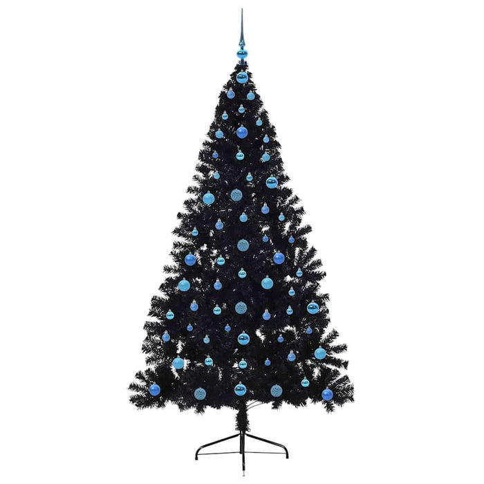 Albero di Natale artificiale preilluminato Nero 210 cm PVC 3397161