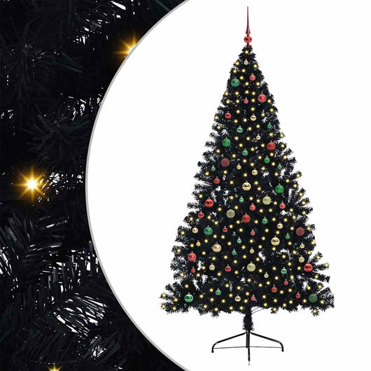 Albero di Natale artificiale con luci integrate Nero 210 cm PVC 3397162
