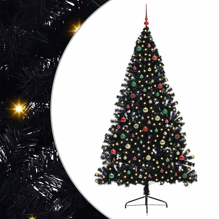 Albero di Natale artificiale con luci integrate Nero 210 cm PVC 3397162