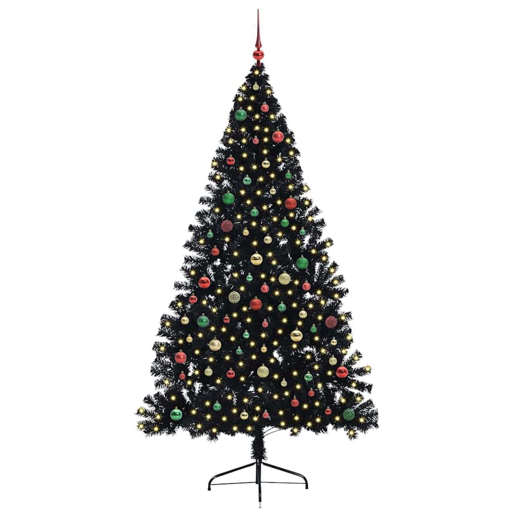 Albero di Natale artificiale con luci integrate Nero 210 cm PVC 3397162