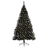 Albero di Natale artificiale con luci integrate Nero 240 cm PVC