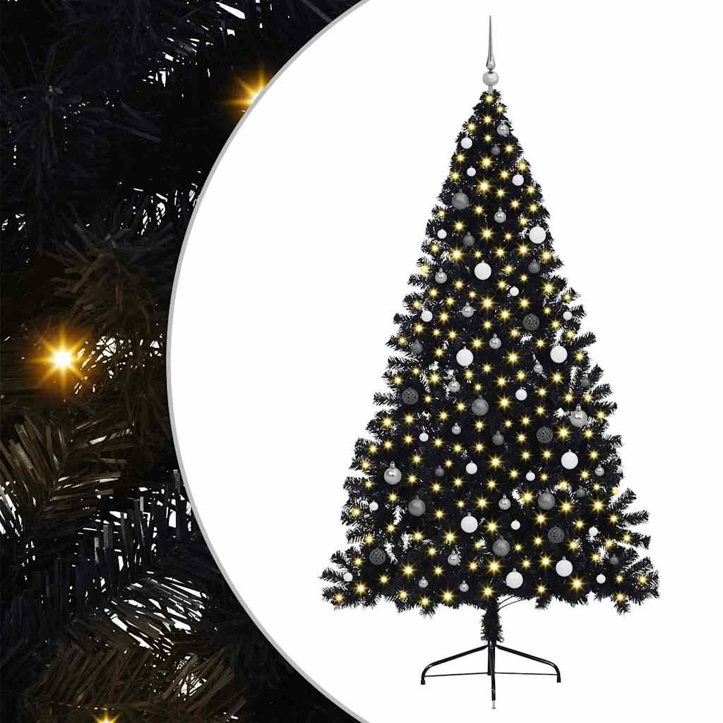 Albero di Natale con luci a corde decorative Nero 240 cm PVC 3397166