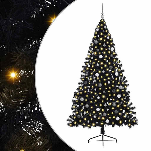 Albero di Natale con luci a corde decorative Nero 240 cm PVC 3397166