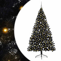 vidaXL Albero di Natale con luci a corde decorative Nero 240 cm PVC