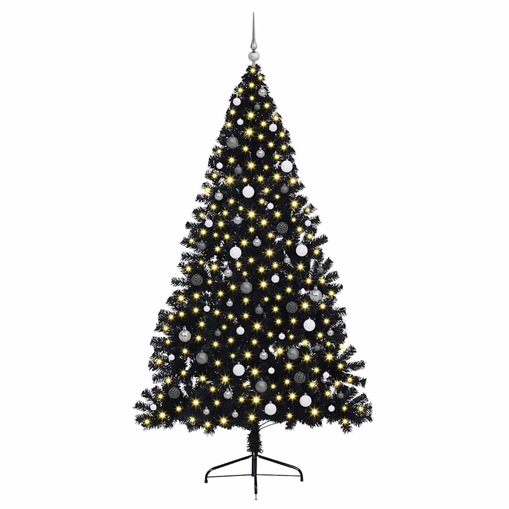 Albero di Natale con luci a corde decorative Nero 240 cm PVC 3397166