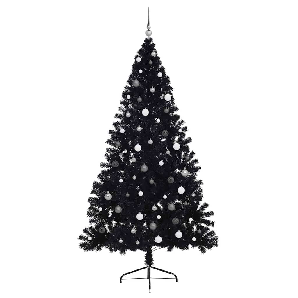 vidaXL Albero di Natale con luci a corde decorative Nero 240 cm PVC