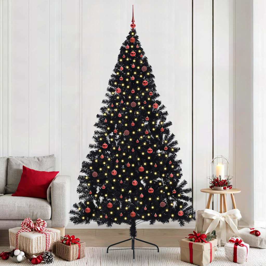 Albero di Natale artificiale con luci integrate Nero 240 cm PVC 3397167