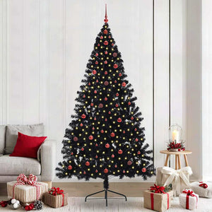 Albero di Natale artificiale con luci integrate Nero 240 cm PVC 3397167