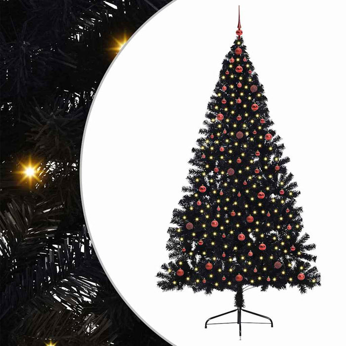 Albero di Natale artificiale con luci integrate Nero 240 cm PVC 3397167