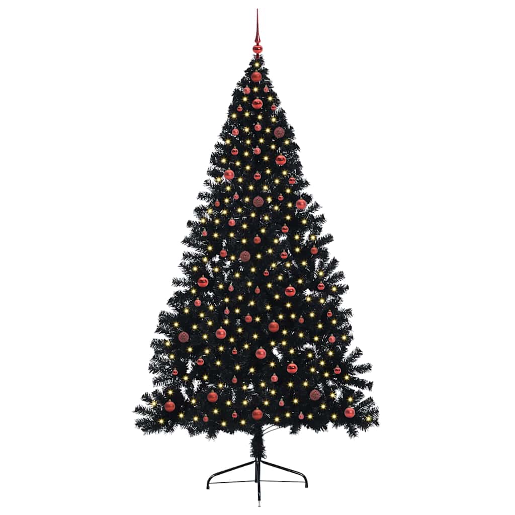 Albero di Natale artificiale con luci integrate Nero 240 cm PVC 3397167