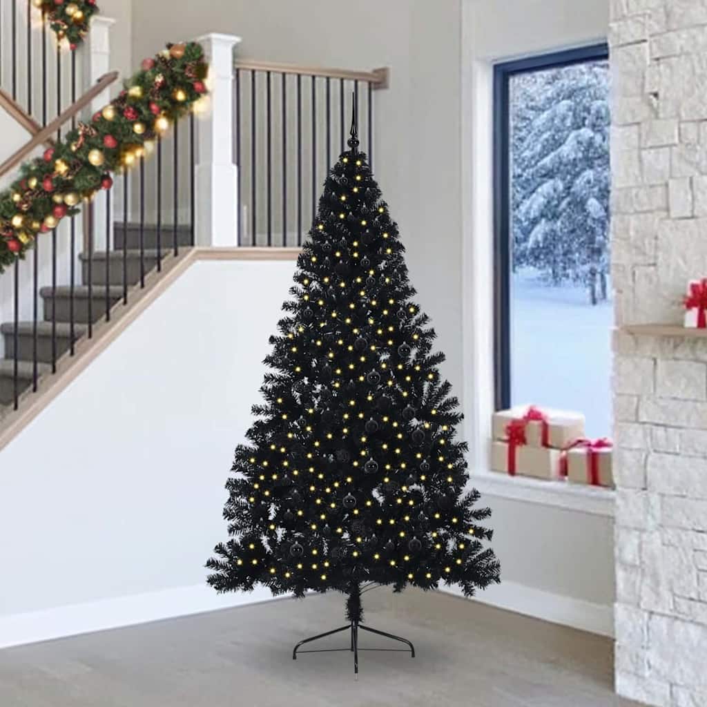 Albero di Natale artificiale con luci integrate Nero 240 cm PVC 3397168