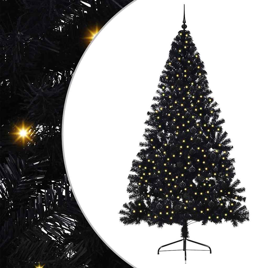 Albero di Natale artificiale con luci integrate Nero 240 cm PVC 3397168